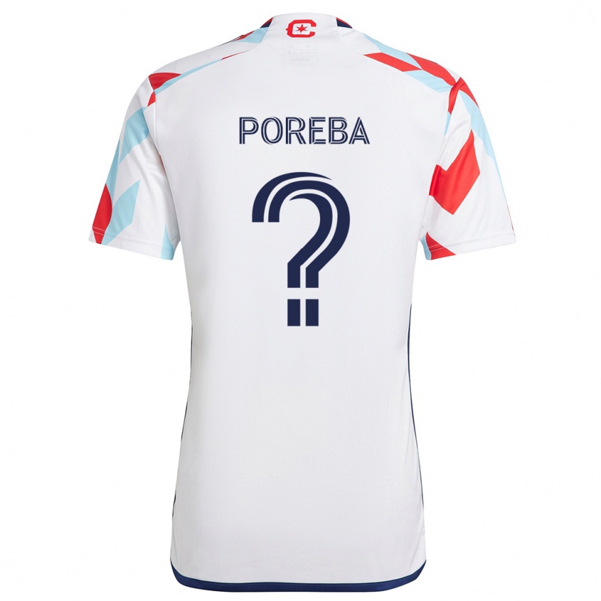 Men Football David Poreba #0 White Red Blue Away Jersey 2024/25 T-Shirt