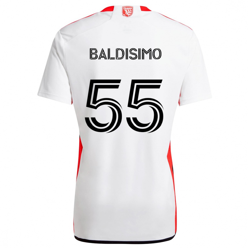 Men Football Michael Baldisimo #55 White Red Away Jersey 2024/25 T-Shirt