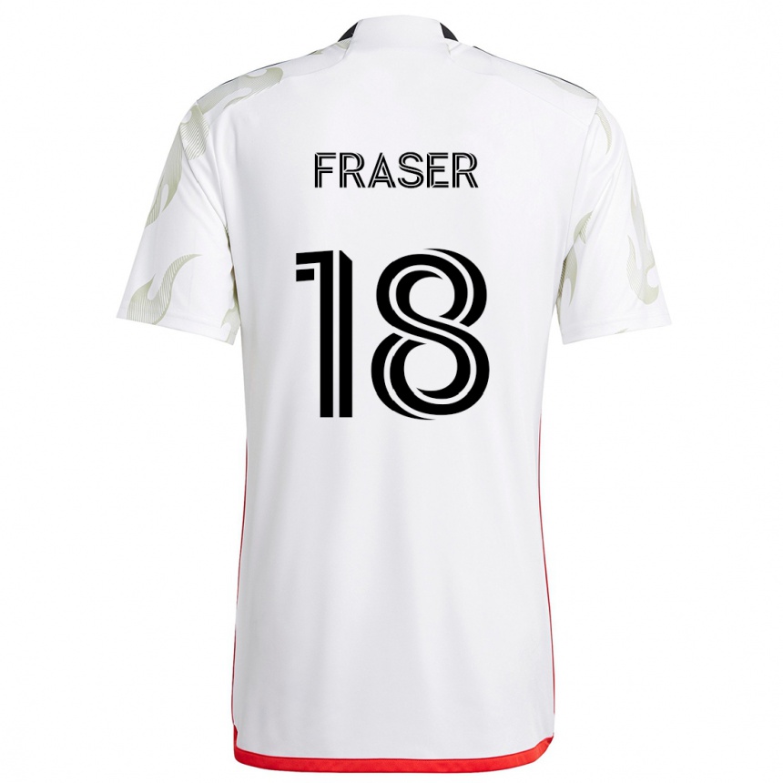 Men Football Liam Fraser #18 White Red Black Away Jersey 2024/25 T-Shirt