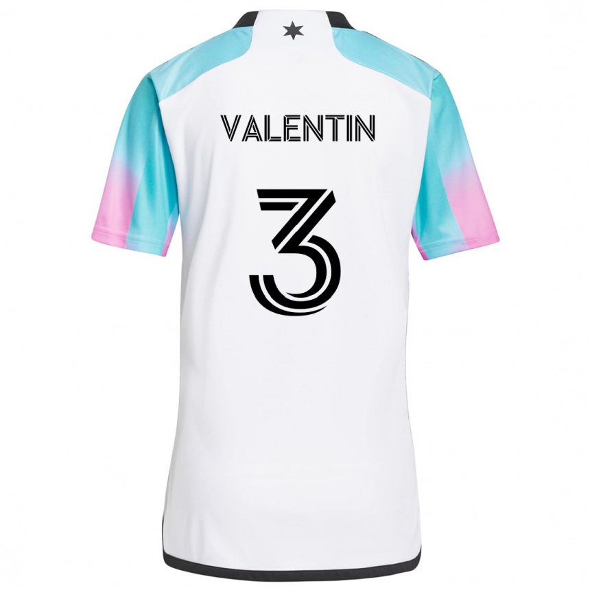 Men Football Zarek Valentin #3 White Blue Black Away Jersey 2024/25 T-Shirt