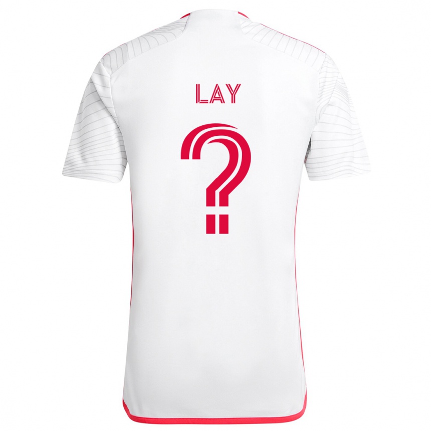 Men Football Mikey Lay #0 White Red Away Jersey 2024/25 T-Shirt