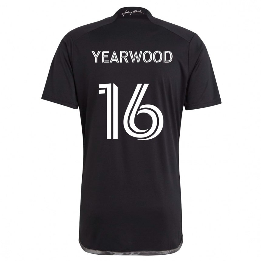 Men Football Dru Yearwood #16 Black Away Jersey 2024/25 T-Shirt