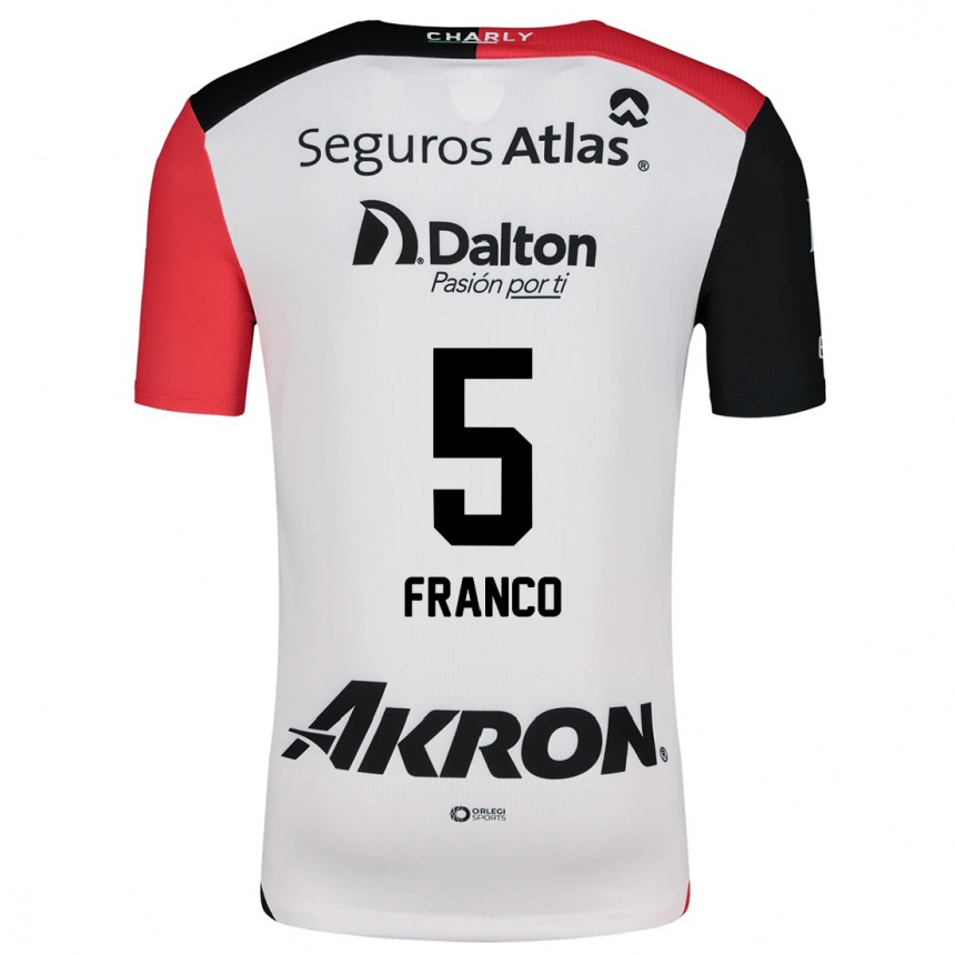 Men Football Alejandra Franco #5 White Red Black Away Jersey 2024/25 T-Shirt