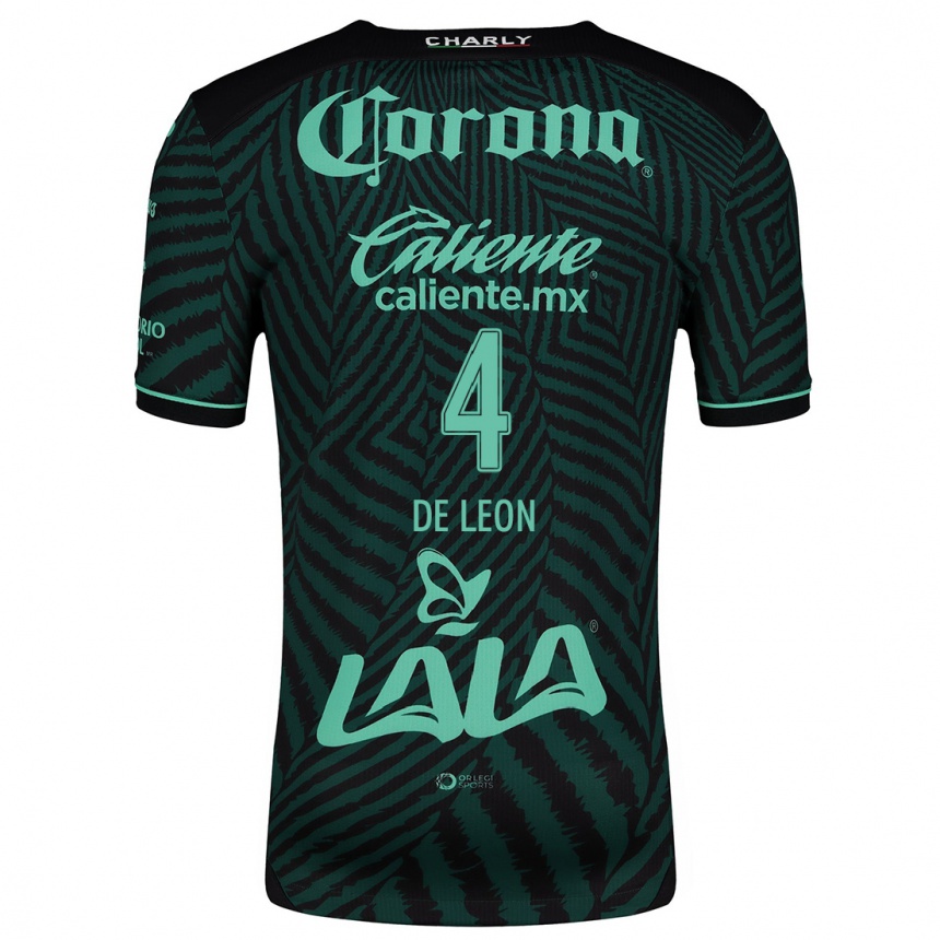 Men Football Lourdes De León #4 Black Green Away Jersey 2024/25 T-Shirt