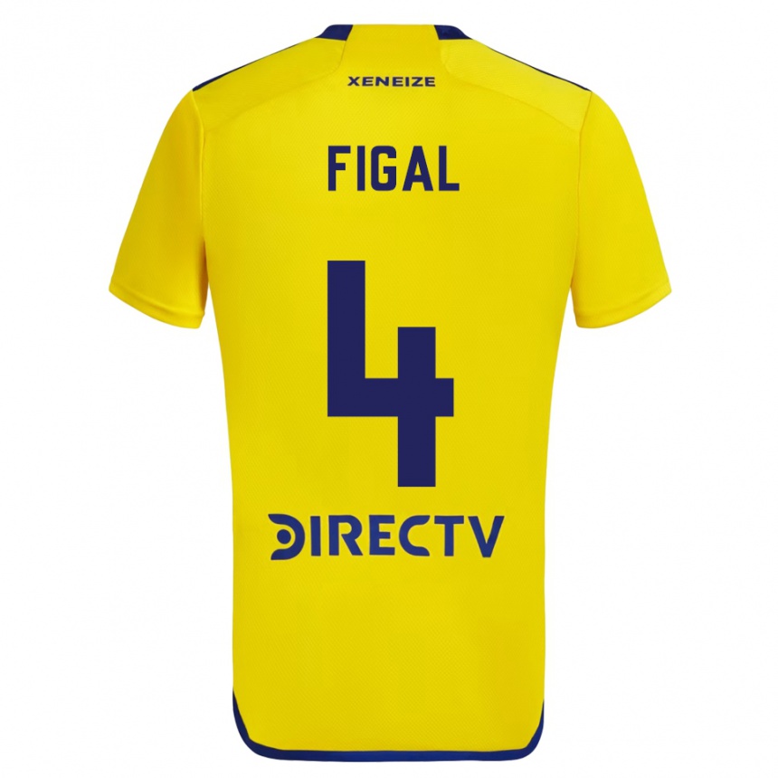 Men Football Nicolás Figal #4 Yellow Blue Away Jersey 2024/25 T-Shirt