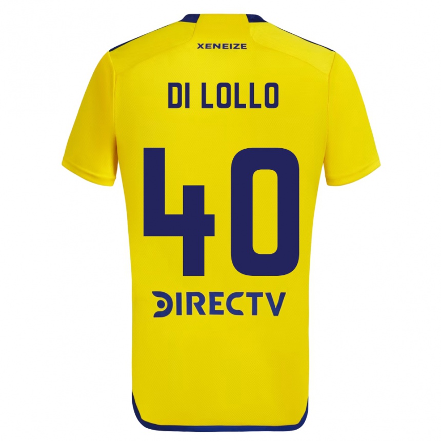 Men Football Lautaro Di Lollo #40 Yellow Blue Away Jersey 2024/25 T-Shirt