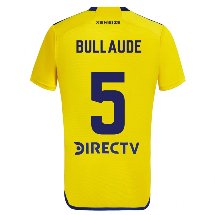 Men Football Ezequiel Bullaude #5 Yellow Blue Away Jersey 2024/25 T-Shirt