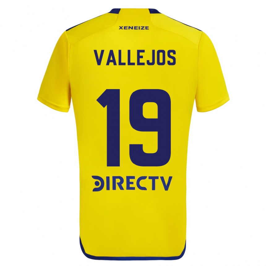 Men Football Fabiana Vallejos #19 Yellow Blue Away Jersey 2024/25 T-Shirt