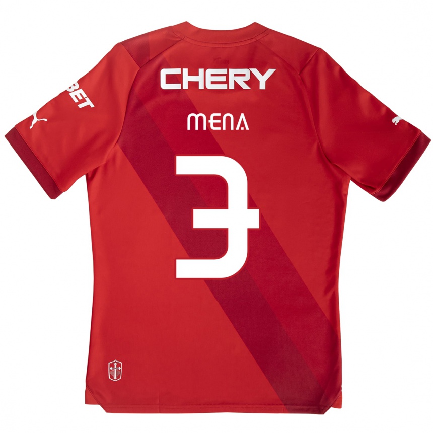 Men Football Eugenio Mena #3 Red White Away Jersey 2024/25 T-Shirt