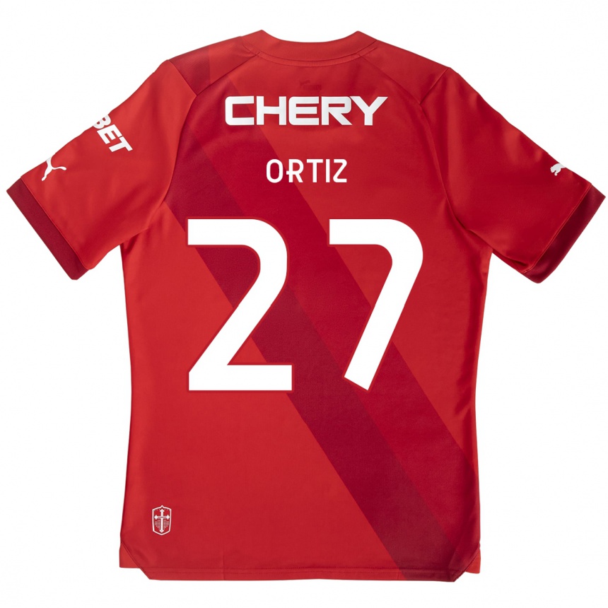 Men Football Jorge Ortiz #27 Red White Away Jersey 2024/25 T-Shirt