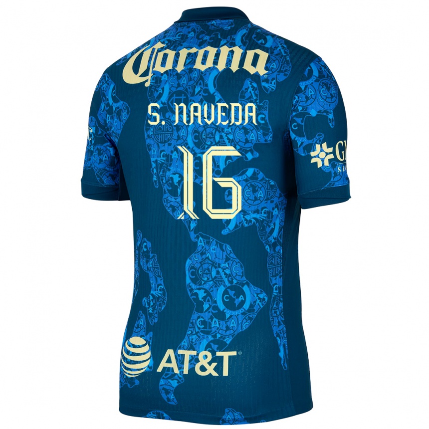 Men Football Santiago Naveda #16 Blue Yellow Away Jersey 2024/25 T-Shirt