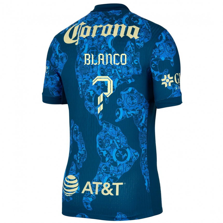 Men Football Lionel Blanco #0 Blue Yellow Away Jersey 2024/25 T-Shirt