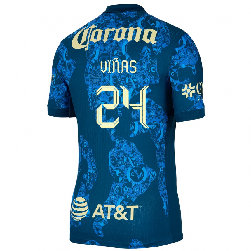 Men Football Federico Viñas #24 Blue Yellow Away Jersey 2024/25 T-Shirt