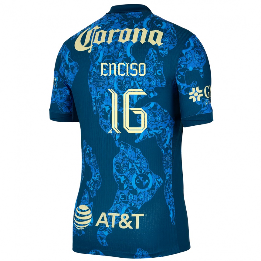 Men Football Sabrina Enciso #16 Blue Yellow Away Jersey 2024/25 T-Shirt