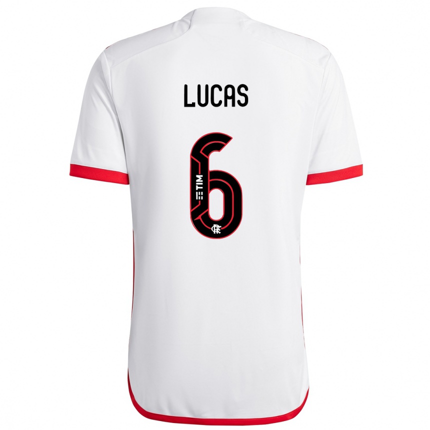 Men Football Ayrton Lucas #6 White Red Away Jersey 2024/25 T-Shirt