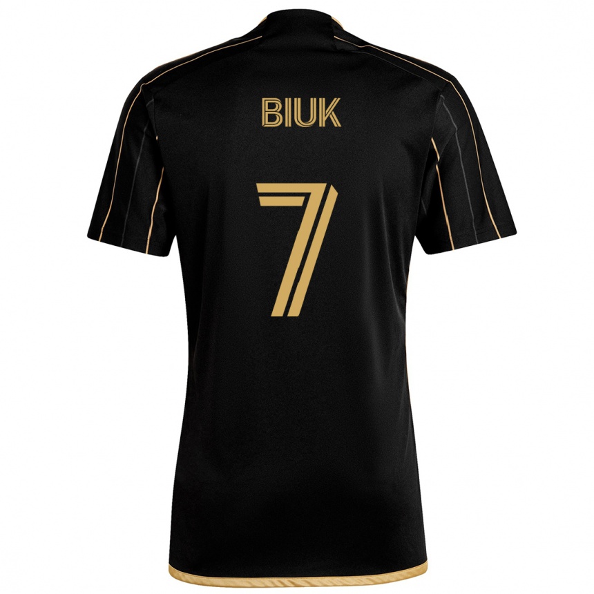 Women Football Stipe Biuk #7 Black Gold Home Jersey 2024/25 T-Shirt