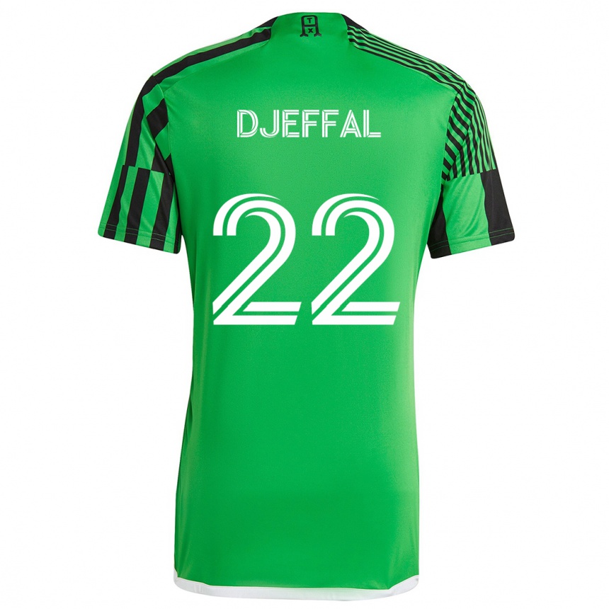 Women Football Sofiane Djeffal #22 Green Black Home Jersey 2024/25 T-Shirt