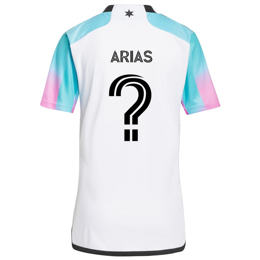 Women Football Justin Arias #0 White Blue Black Away Jersey 2024/25 T-Shirt