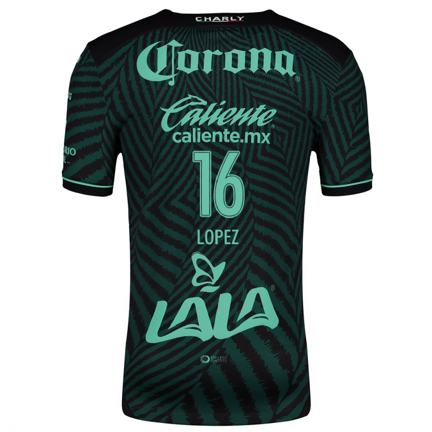 Women Football Aldo López #16 Black Green Away Jersey 2024/25 T-Shirt