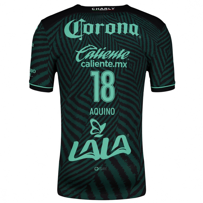 Women Football Pedro Aquino #18 Black Green Away Jersey 2024/25 T-Shirt