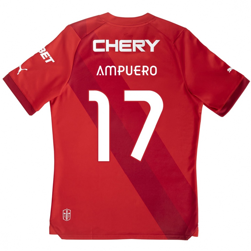 Women Football Branco Ampuero #17 Red White Away Jersey 2024/25 T-Shirt