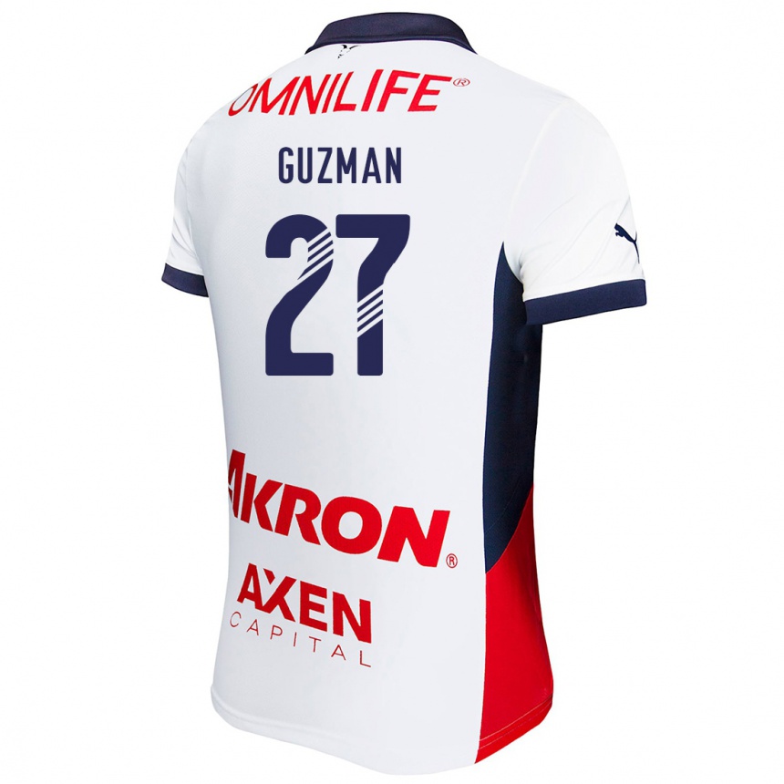 Women Football Kinberly Guzmán #27 White Red Blue Away Jersey 2024/25 T-Shirt