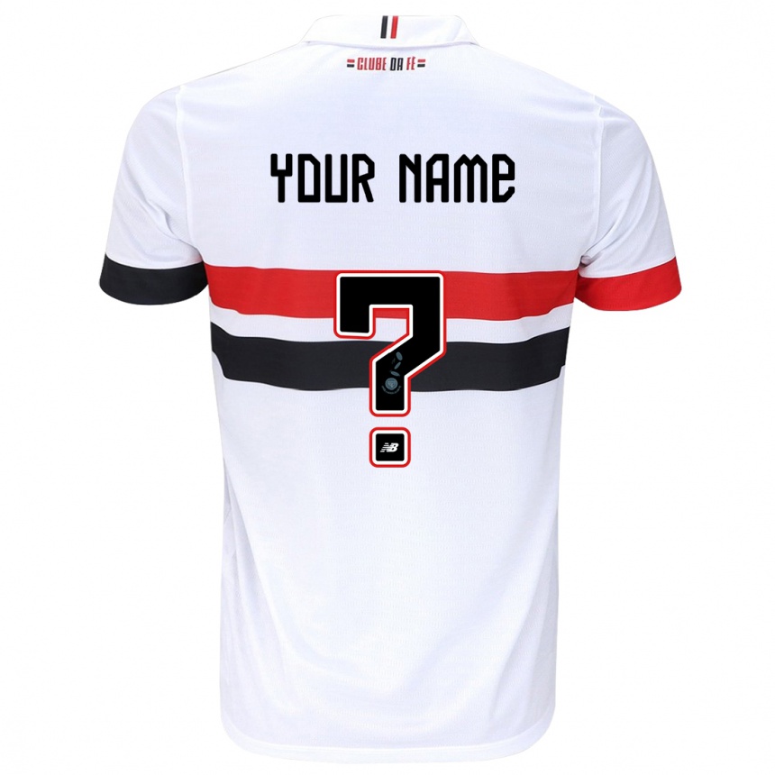 Kids Football Your Name #0 White Red Black Home Jersey 2024/25 T-Shirt