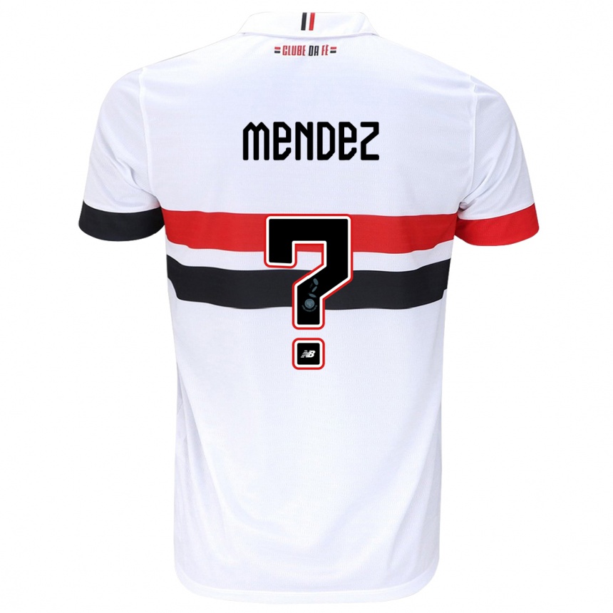 Kids Football Jhegson Méndez #0 White Red Black Home Jersey 2024/25 T-Shirt