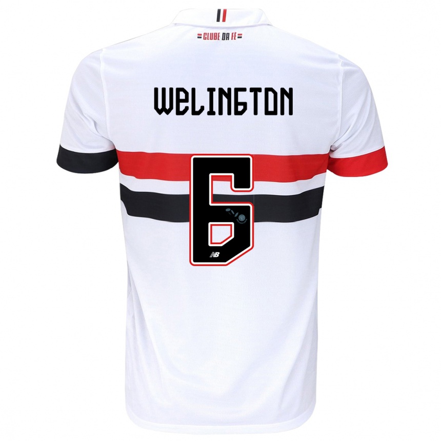 Kids Football Welington #6 White Red Black Home Jersey 2024/25 T-Shirt