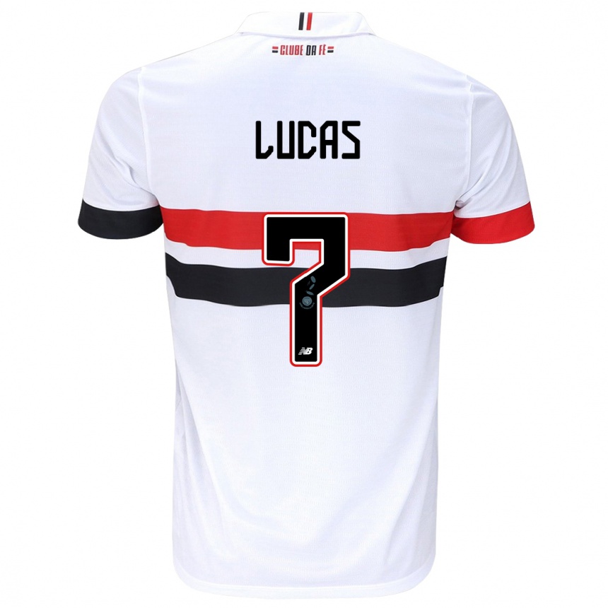 Kids Football Lucas Moura #7 White Red Black Home Jersey 2024/25 T-Shirt