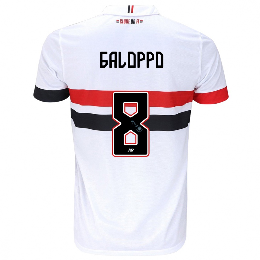 Kids Football Giuliano Galoppo #8 White Red Black Home Jersey 2024/25 T-Shirt