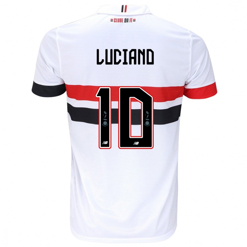 Kids Football Luciano #10 White Red Black Home Jersey 2024/25 T-Shirt