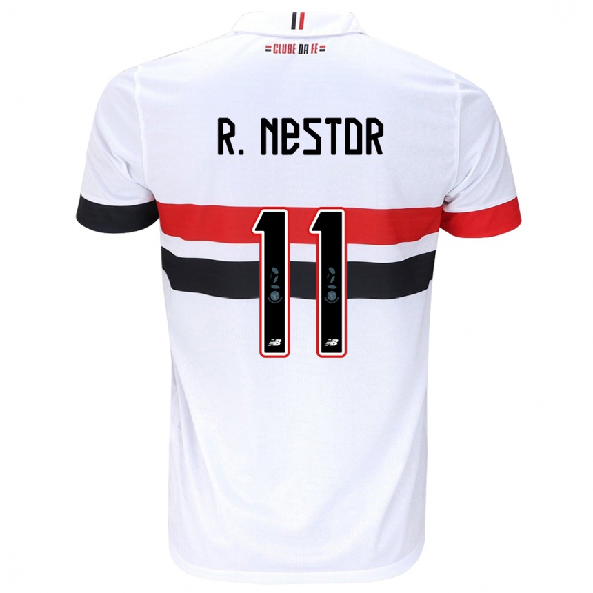 Kids Football Rodrigo Nestor #11 White Red Black Home Jersey 2024/25 T-Shirt