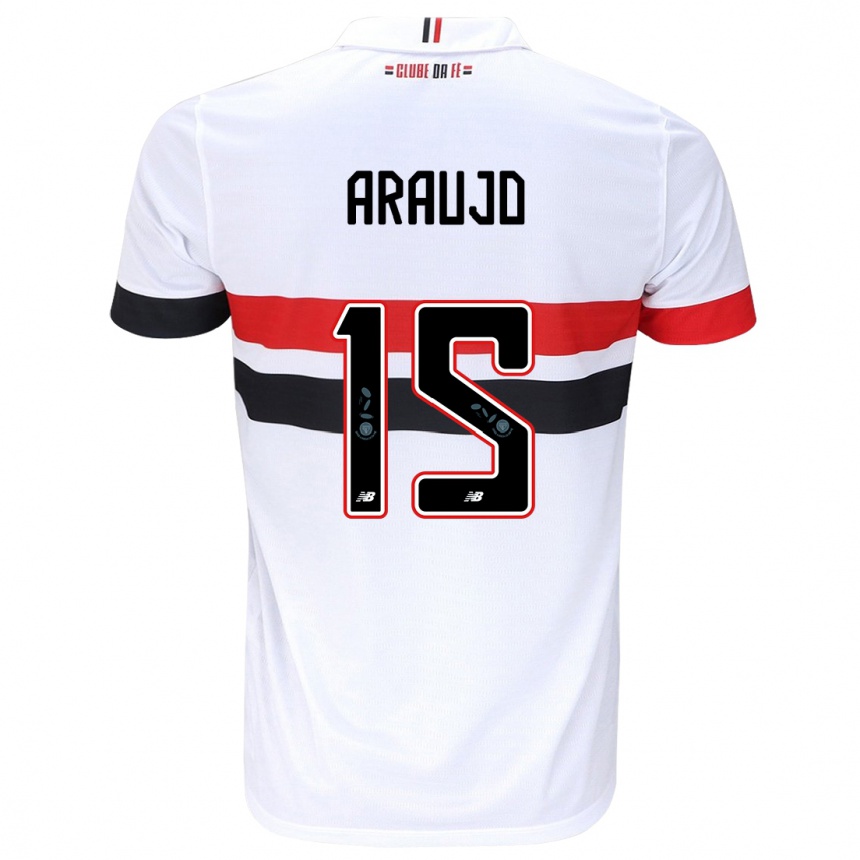 Kids Football Michel Araújo #15 White Red Black Home Jersey 2024/25 T-Shirt