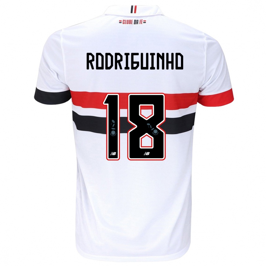 Kids Football Rodriguinho #18 White Red Black Home Jersey 2024/25 T-Shirt