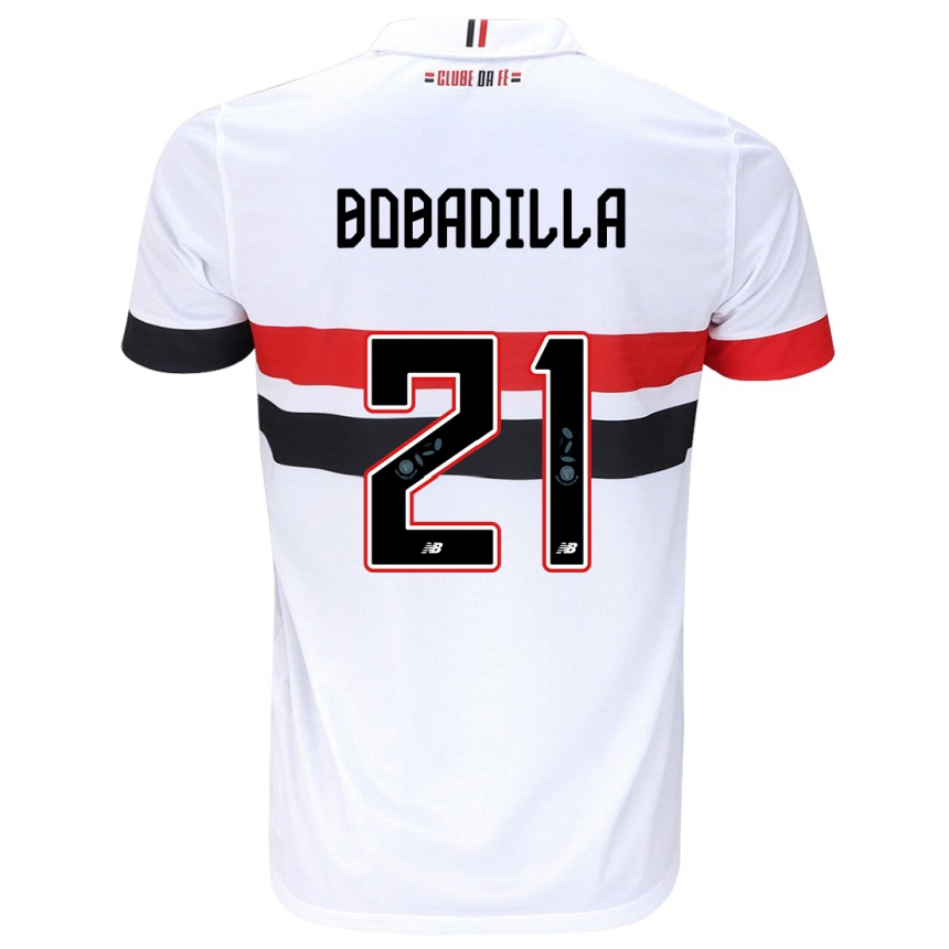 Kids Football Damián Bobadilla #21 White Red Black Home Jersey 2024/25 T-Shirt