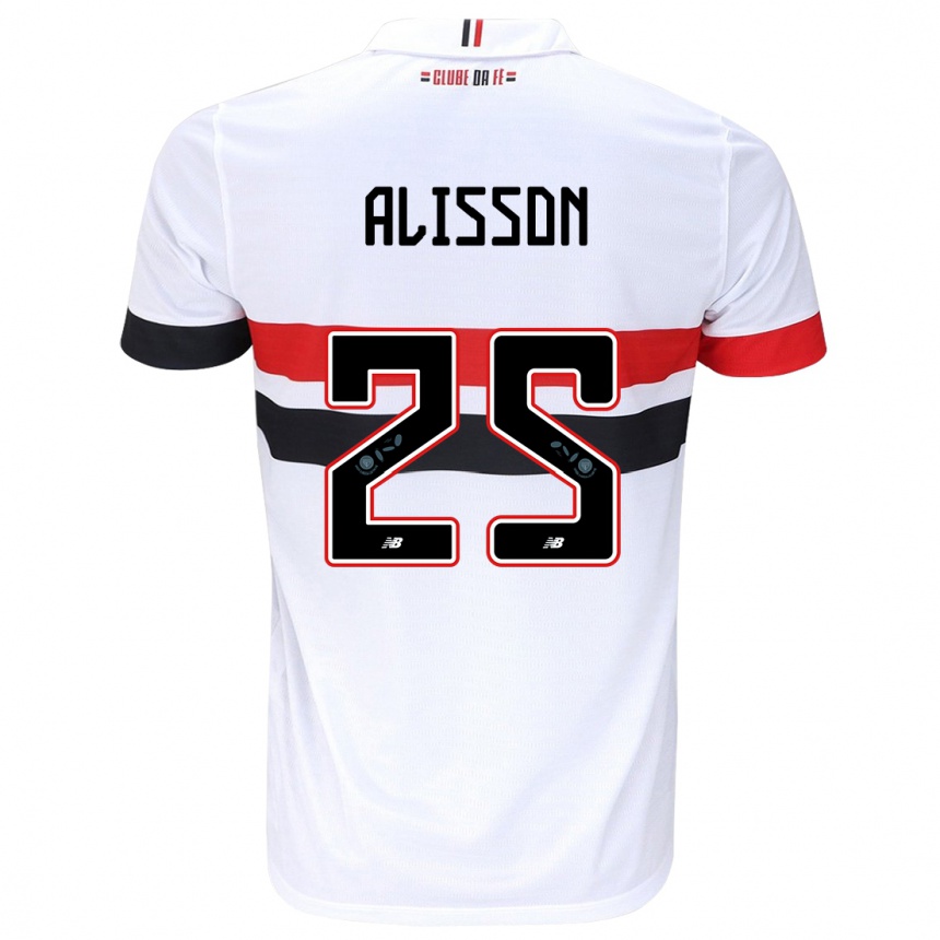 Kids Football Alisson #25 White Red Black Home Jersey 2024/25 T-Shirt