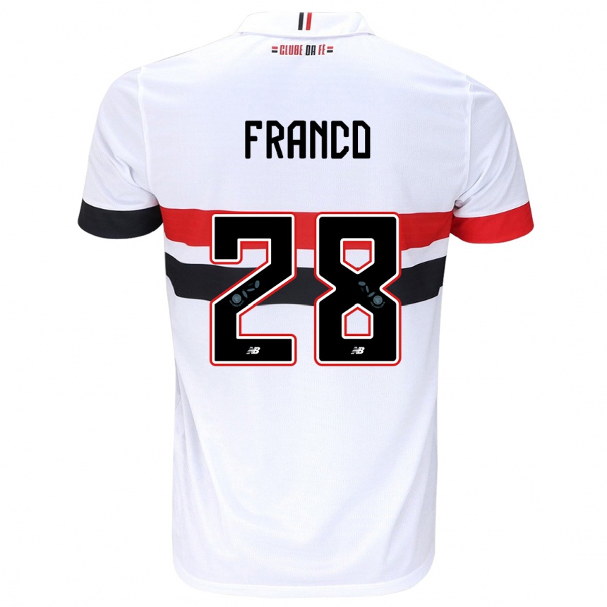 Kids Football Alan Franco #28 White Red Black Home Jersey 2024/25 T-Shirt