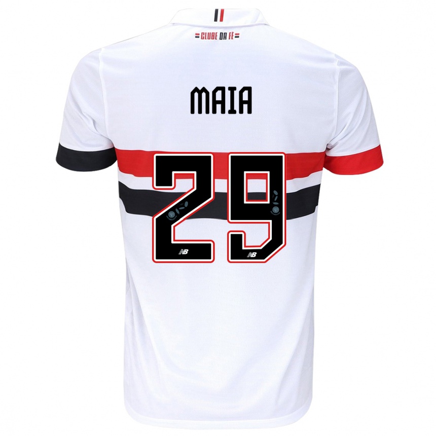 Kids Football Pablo Maia #29 White Red Black Home Jersey 2024/25 T-Shirt