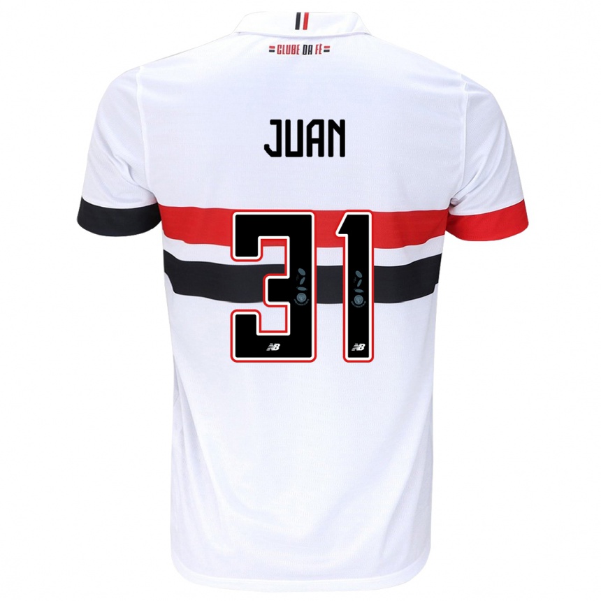 Kids Football Juan #31 White Red Black Home Jersey 2024/25 T-Shirt