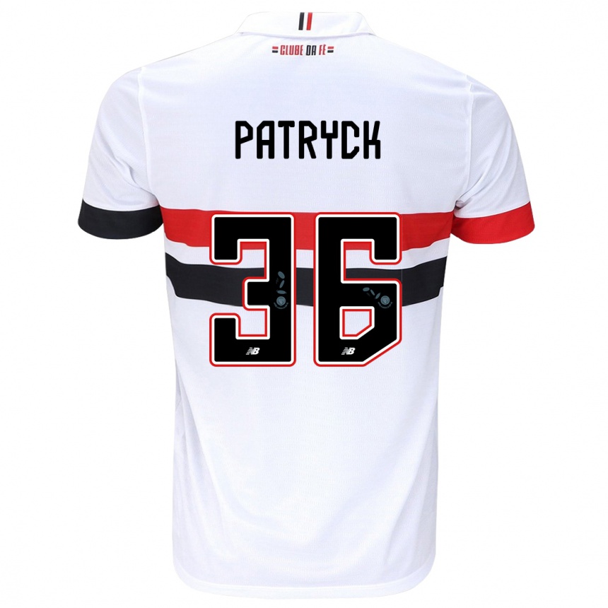 Kids Football Patryck #36 White Red Black Home Jersey 2024/25 T-Shirt