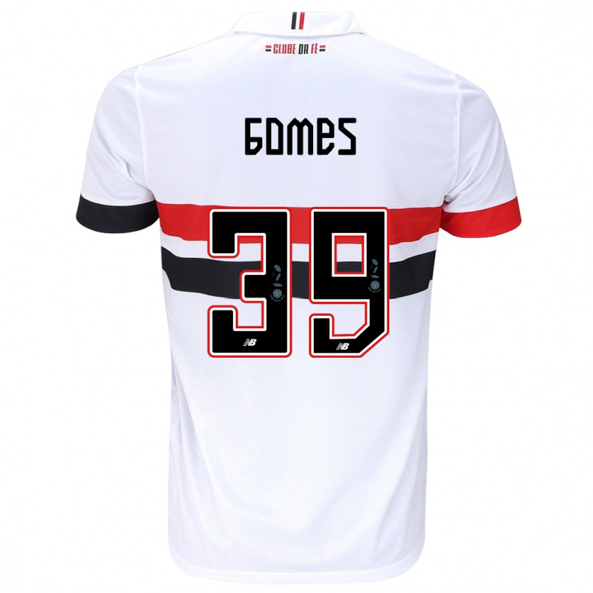 Kids Football William Gomes #39 White Red Black Home Jersey 2024/25 T-Shirt