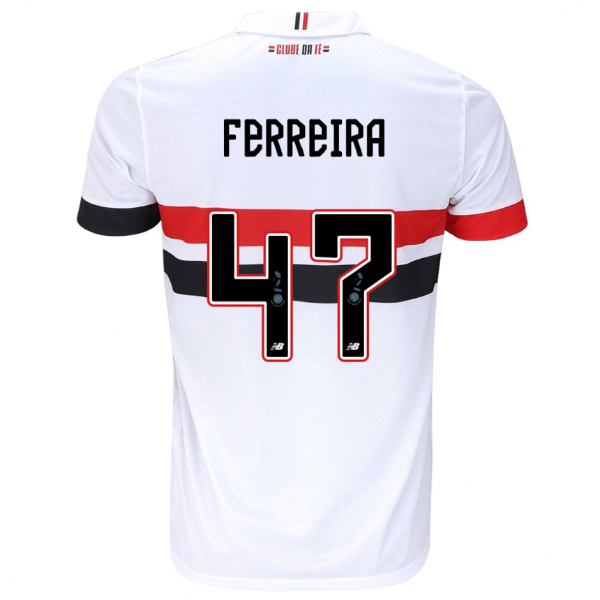 Kids Football Ferreira #47 White Red Black Home Jersey 2024/25 T-Shirt