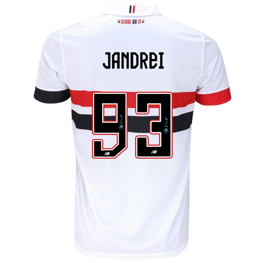 Kids Football Jandrei #93 White Red Black Home Jersey 2024/25 T-Shirt