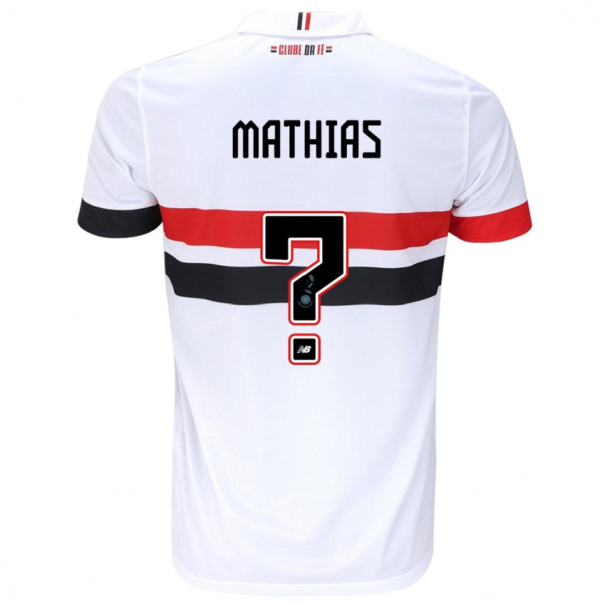 Kids Football Leandro Mathias #0 White Red Black Home Jersey 2024/25 T-Shirt