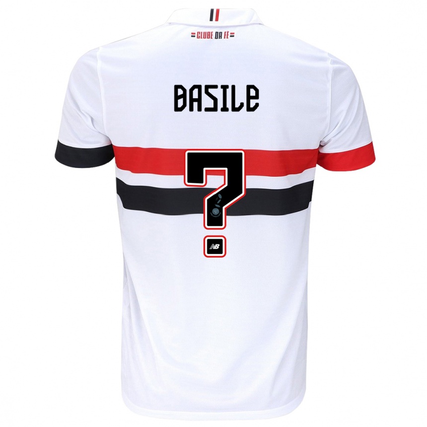 Kids Football Basile #0 White Red Black Home Jersey 2024/25 T-Shirt