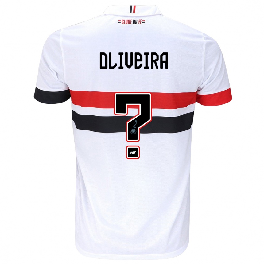 Kids Football Felipe Oliveira #0 White Red Black Home Jersey 2024/25 T-Shirt