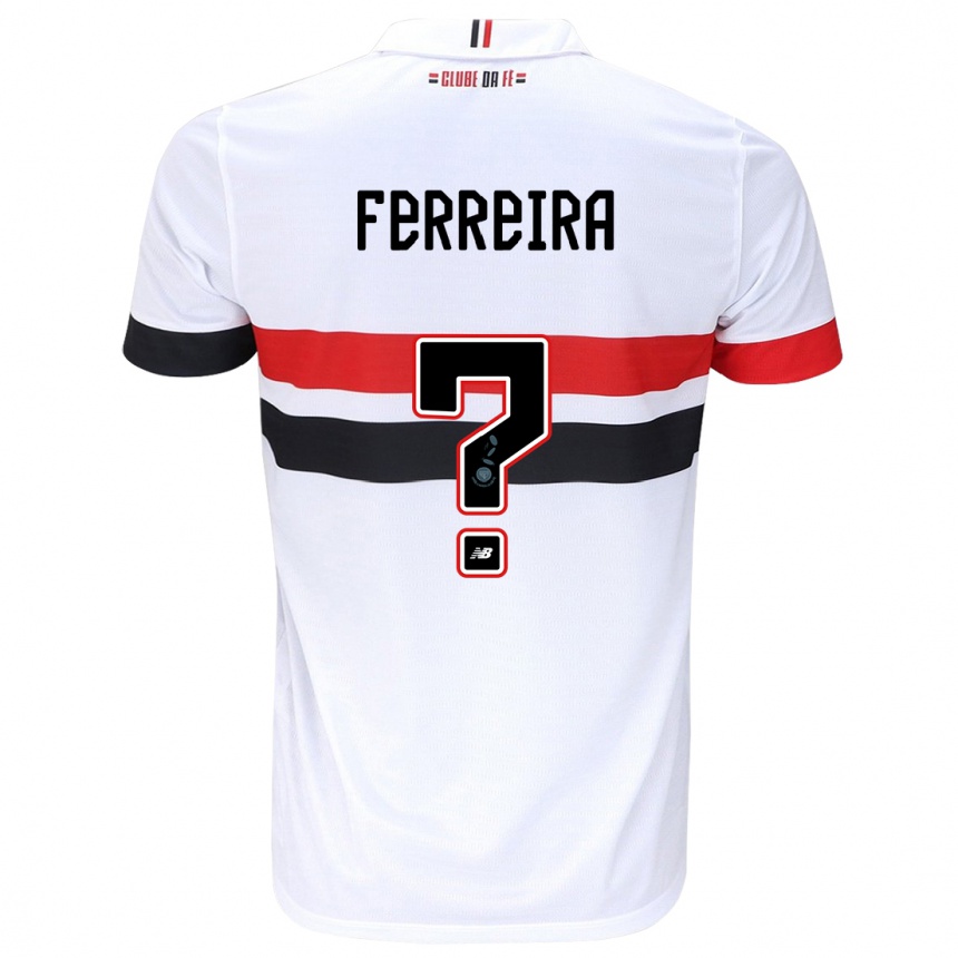 Kids Football Lucas Ferreira #0 White Red Black Home Jersey 2024/25 T-Shirt