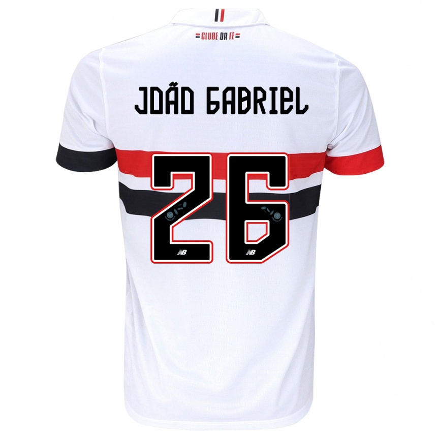 Kids Football João Gabriel #26 White Red Black Home Jersey 2024/25 T-Shirt