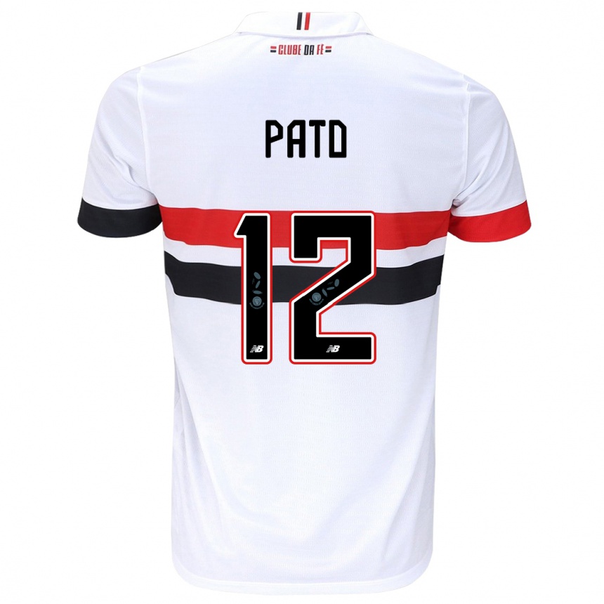 Kids Football Alexandre Pato #12 White Red Black Home Jersey 2024/25 T-Shirt